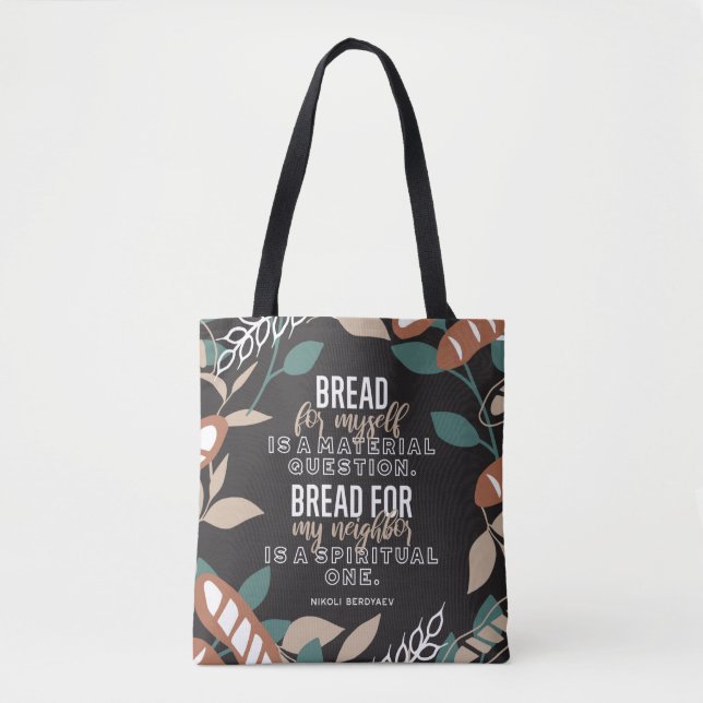 Bolsa Tote Citações de pão de Nikoli Berdyaev (Frente)