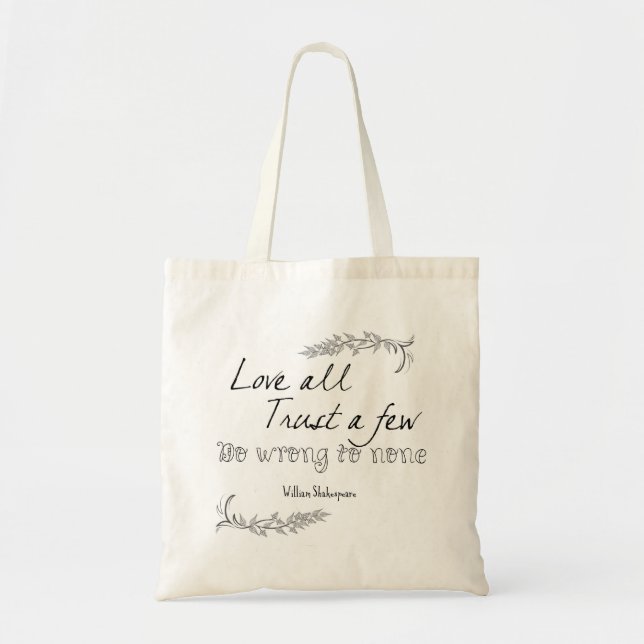 Bolsa Tote Citações de Shakespeare (Frente)