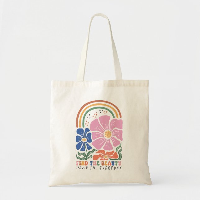 Bolsa Tote Citações Florais Boho (Frente)