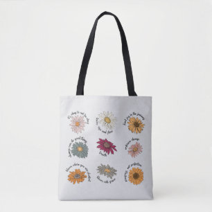 Bolsa Tote Citações Motivacionais Floral Flor Multicolorida e
