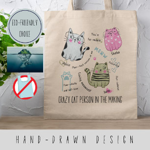 Bolsa Tote Citações motivacionais personalizadas com gatos bo