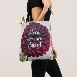 Bolsa Tote Citar Flor de onde Você é Plantada Vermelha Dahlia