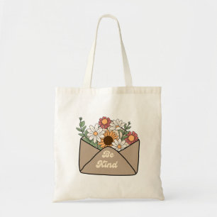 Bolsa Tote citar ser gentil em envelope de mensagem de flor