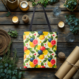 Bolsa Tote Citrus Vibrantes e Frutas Vermelhas & Iniciais Per