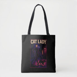 Bolsa Tote City Night Sass Cat Lady Comic Art Black Cats Mom