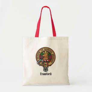 Bolsa Tote Clan Crawford Crest sobre Tartan