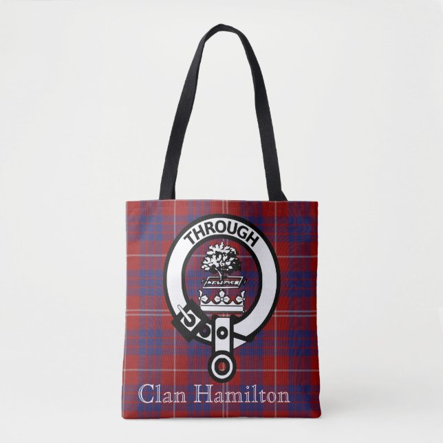 Bolsa Tote Clan Hamilton Crest e Tartan (Frente)