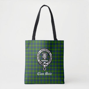 Bolsa Tote Clan Muir ou Mais Crachá de Crest e Tartan
