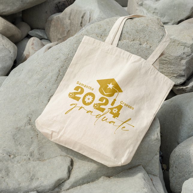 Bolsa Tote Classe de Formando Personalizado de 2024 Dourada (Criador carregado)