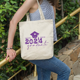 Bolsa Tote Classe de Formando Personalizado de 2024 Roxo
