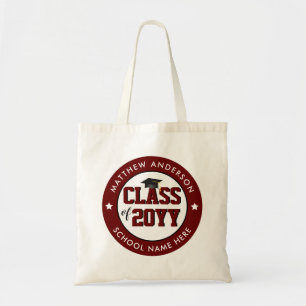 Bolsa Tote Classe de graduação do Formando Vermelho Burgund