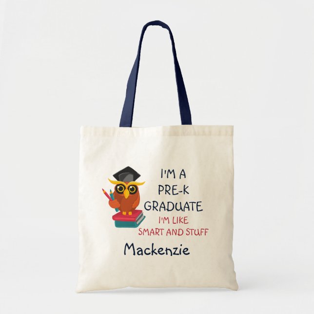 Bolsa Tote Classe de Graduação Pré-K 2023 com Funny Owl (Frente)