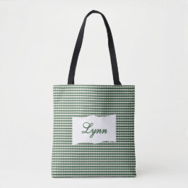 Bolsa Tote Classic Green & White Gingham | Personalized Name