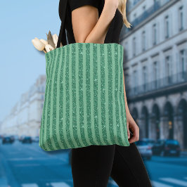 Bolsa Tote Classic Jade Green Glitter Style Vertical Stripes