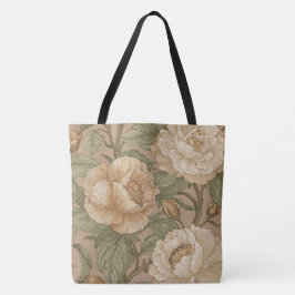 Bolsa Tote Classic,Lovely Flowers Pattern, Sage Gold Bloom