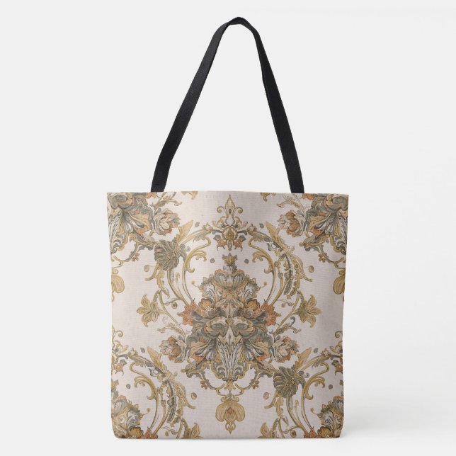 Bolsa Tote Classic, Luxury Ornament, Gold Beigi Grey (Frente)