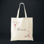 Bolsa Tote Clássica Colorida Wild Floral Bridesmaid<br><div class="desc">Este clássico e colorido saco de tote floral floral selvagem é o presente perfeito para apresentar suas madrinhas e madrinha de casamento para um casamento moderno. A design apresenta flores silvestres brancas,  amarelas,  roxas e brancas com folhagem em fundo de rosa e aquarela verde.</div>