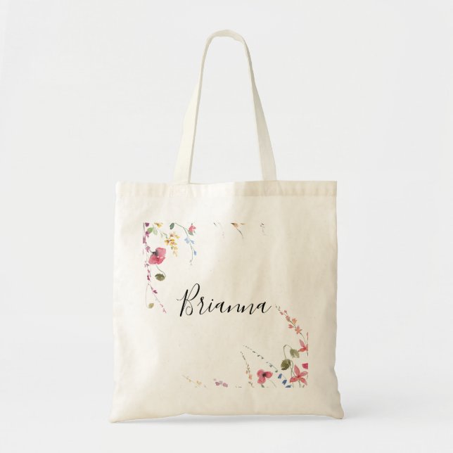 Bolsa Tote Clássica Colorida Wild Floral Bridesmaid (Frente)