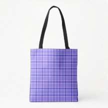 Bolsa Tote Clássica de Xadrez Azul Roxo Brilhante
