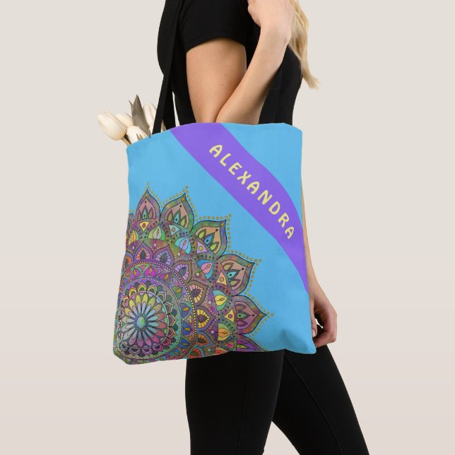 Bolsa Tote Clássico Colorosamente Mandala Índia Estilo 1 (Close Up)