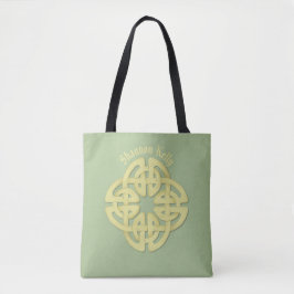 Bolsa Tote Clássico - Cor d'água - Dourada Cruz Celta Verde