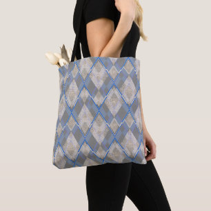 Bolsa Tote Clássico diamante cinza bege