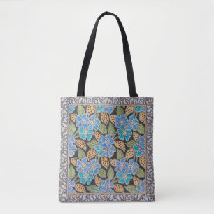 Bolsa Tote Clássico Floral Clássico Azul-Flor Elegante