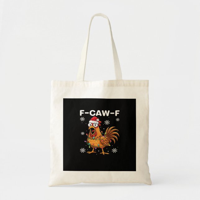 Bolsa Tote Clássico Galo de Natal F-Caw-F Engraçado (Frente)