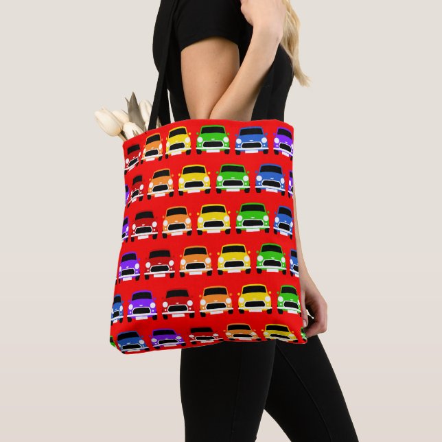 Bolsa Tote Clássico Mini Carro Vermelho Arco-Íris (Close Up)