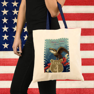 Bolsa Tote Clássico Patriótico Quatro de Julho, Águia com Est