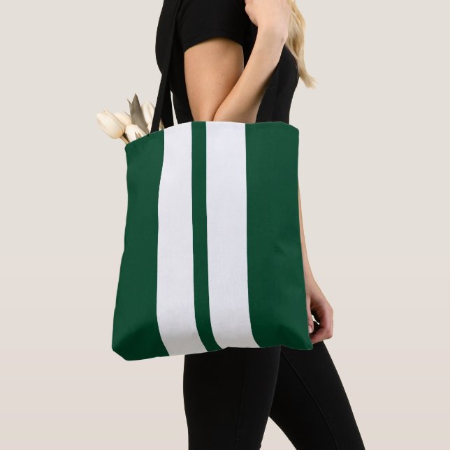 Bolsa Tote Clássico Verde de Corrida Britânico 🏁  Listras de (Close Up)
