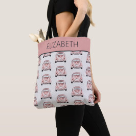 Bolsa Tote Clássico Vintage Buggy Bug Car Personalizado Rosa