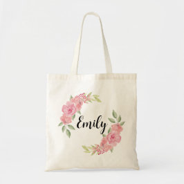 Bolsa Tote Classy Roses Floral Damas de Honra Monograma Nome 