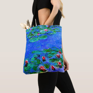 Bolsa Tote Claude Monet art: Lírios-d'água (vermelho),