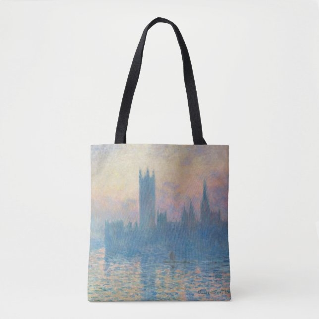 Bolsa Tote Claude Monet Casas do Parlamento Pôr-do-sol (Frente)