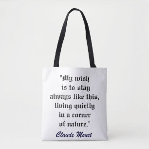 Bolsa Tote CLAUDE MONET CITAÇÃO artbag