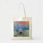 Bolsa Tote Claude Monet Impressão<br><div class="desc">Impressão Sunrise pintada por Claude Monet em 1872.</div>