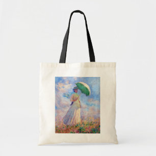 Bolsa Tote Claude Monet - Mulher com Parasol virada para a di