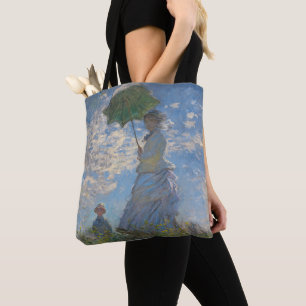 Bolsa Tote Claude Monet Mulher com um Guarda-Sol Arte Fina