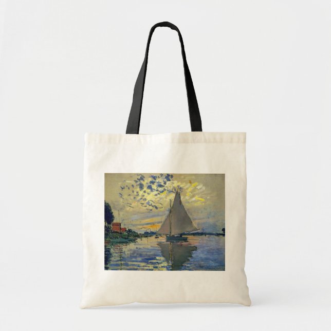 Bolsa Tote Claude Monet - Navio de vela no Le Petit-Gennevill (Frente)