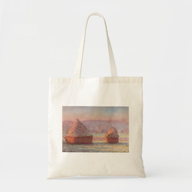 Bolsa Tote Claude Monet White Frost Sunrise (Haystacks) (Frente)