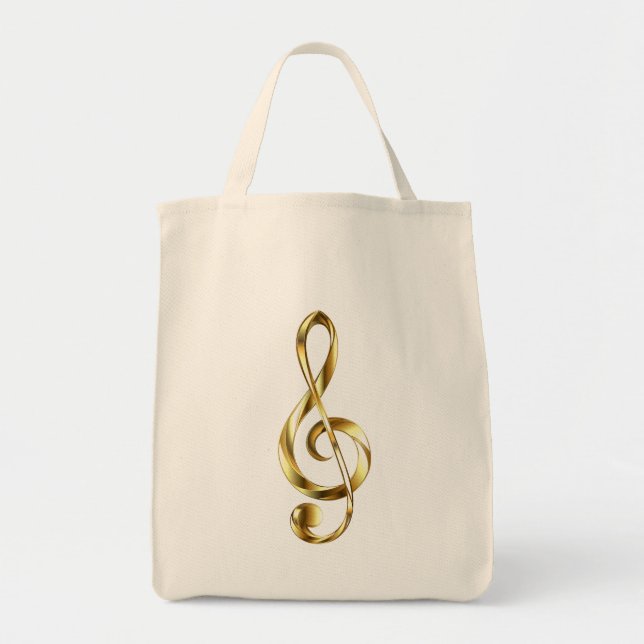 Bolsa Tote Clave de Sol Musical de Ouro (Frente)