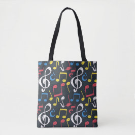 Bolsa Tote clave de tripla de notas de música multicoloração 