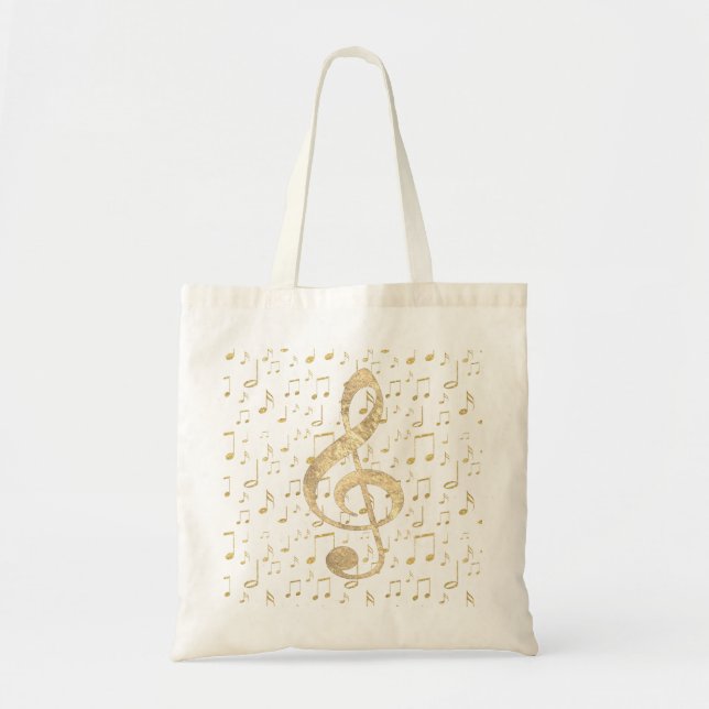 Bolsa Tote clave de triplo de música ouro (Frente)