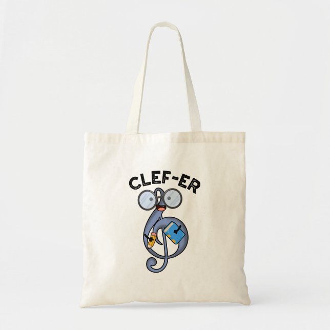 Bolsa Tote Clef-er Funny Music Pun (Frente)