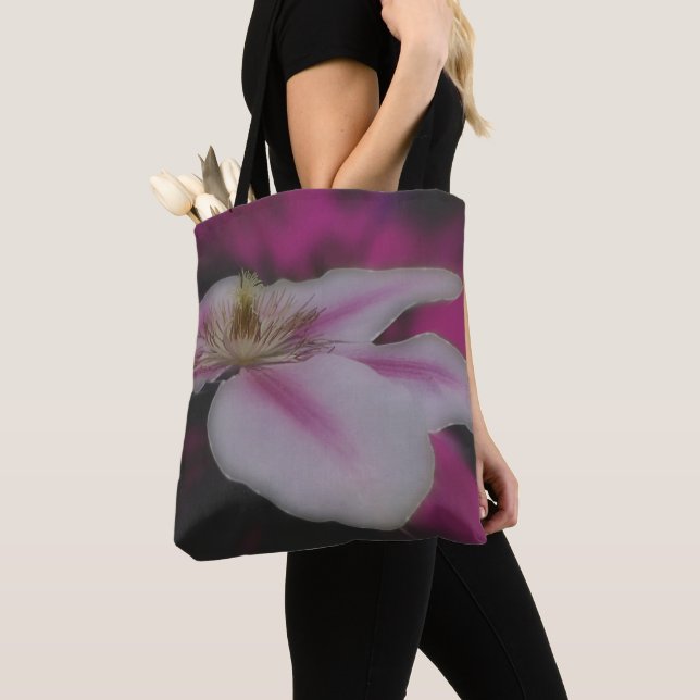 Bolsa Tote Clematite Em Pétala de Flor Rosa (Close Up)