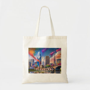 Bolsa Tote Cleveland Skyline Abstrato Art