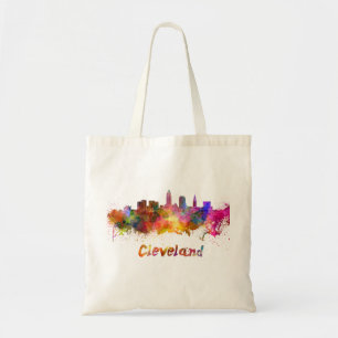 Bolsa Tote Cleveland skyline em aquarela
