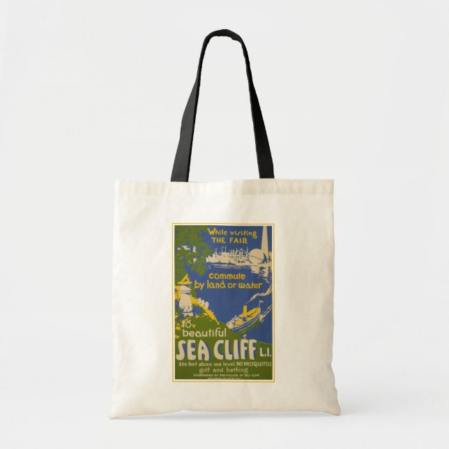 Bolsa Tote Cliff do Mar de Promoção do poster de viagens, Lon (Frente)