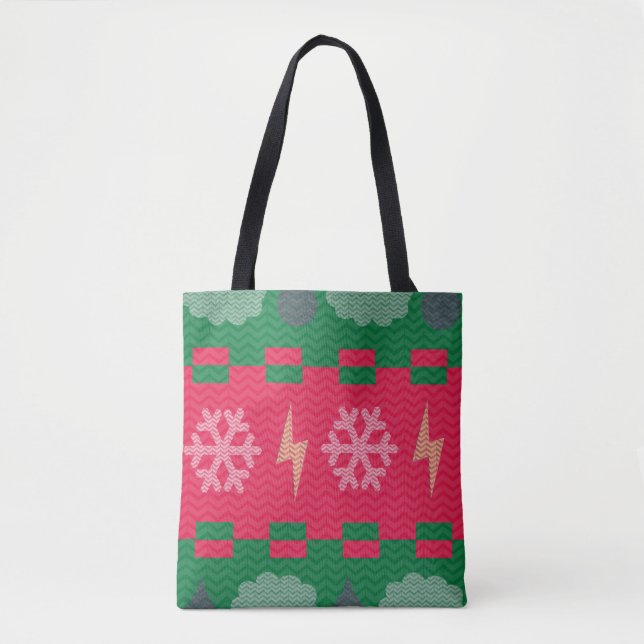 Bolsa Tote Clima de Suéter Natal Humor Diversão (Frente)
